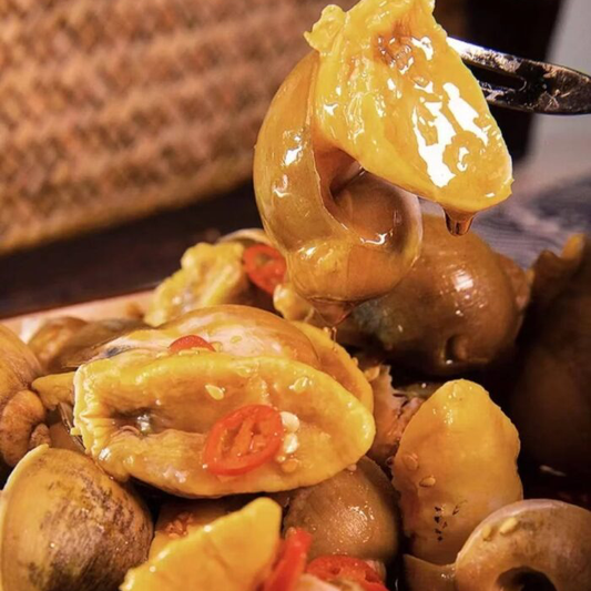 Sizzling Spicy Abalone Snails Buy one bucket, get one bucket free and a 350g taster pack.